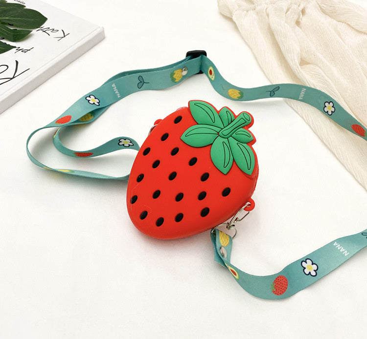 Cute Strawberry Silicone Crossbody Bag for Girls