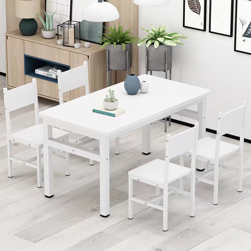 4 Piece Set Modern Wood Steel Dining Chairs White