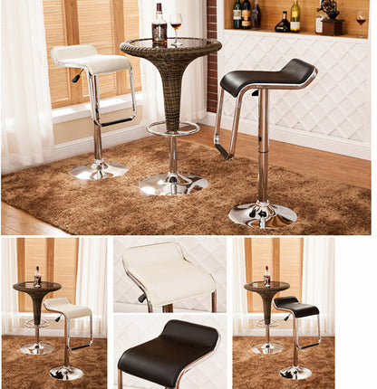 Set of 5 Luxury Faux Leather Chrome Bar Stools White