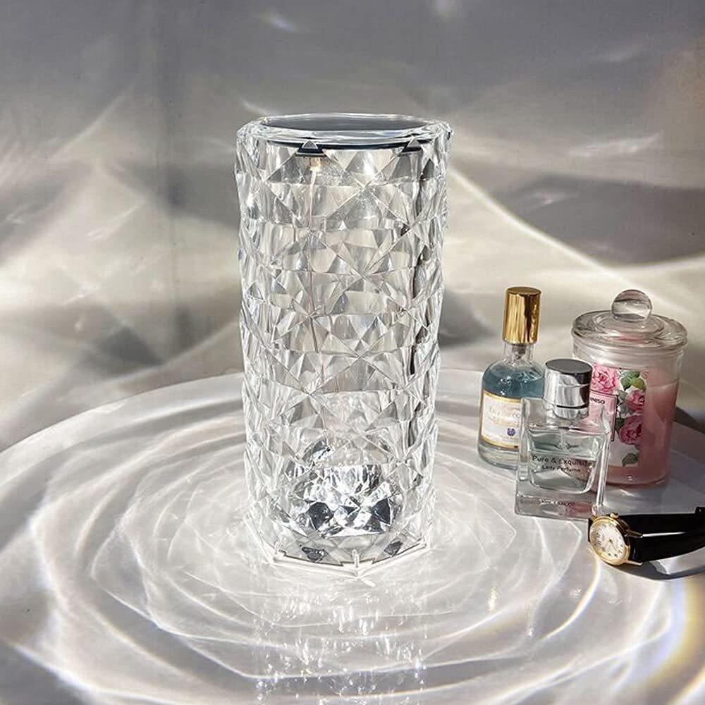 Rose Diamond Crystal LED Touch Sensor Night Light for Bedroom Decor