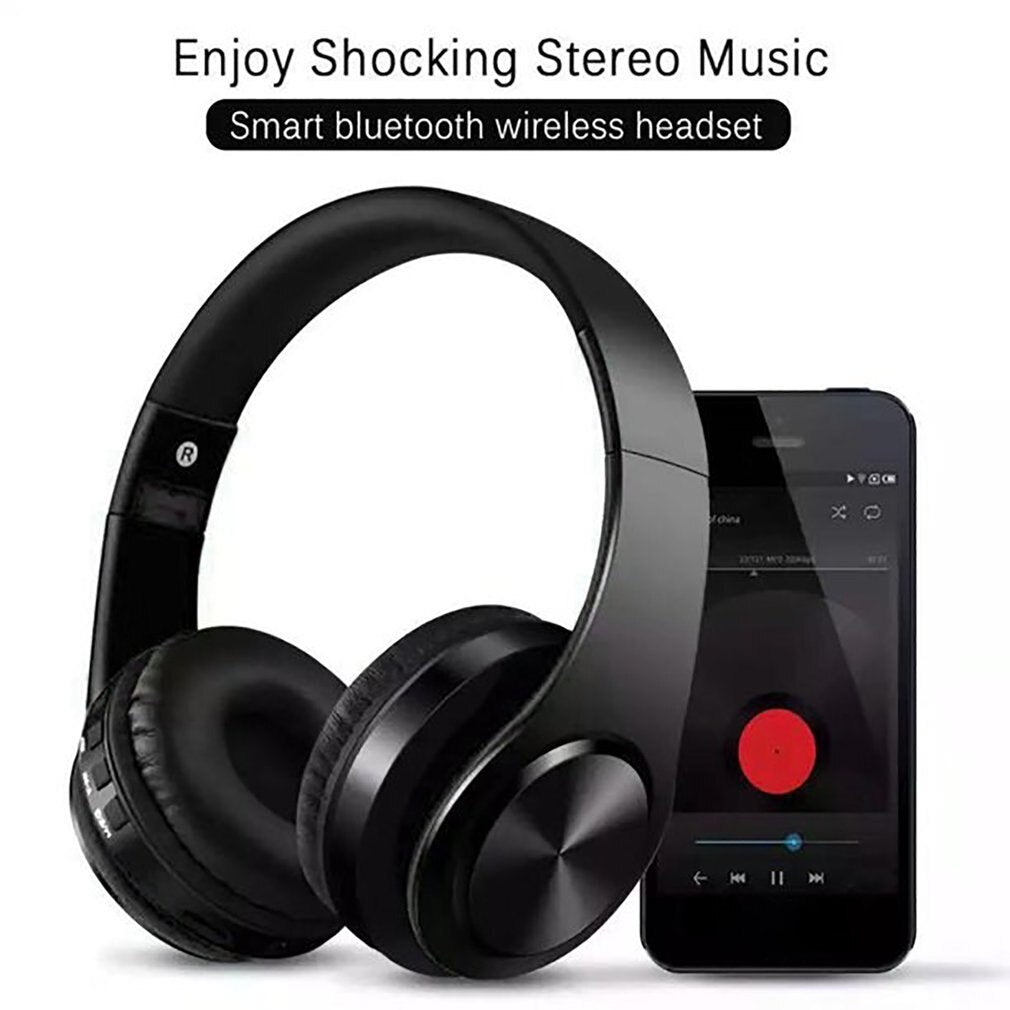 3D Stereo Noise Reduction Bluetooth Wireless Headphones Black