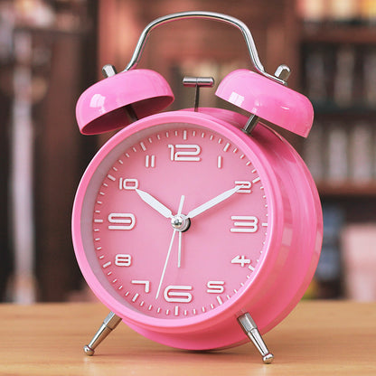 Charming Twin Bell Alarm Clock for Kids and Teens Pink