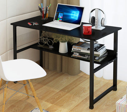 Modern Wood Metal Computer Desk with Shelf Black