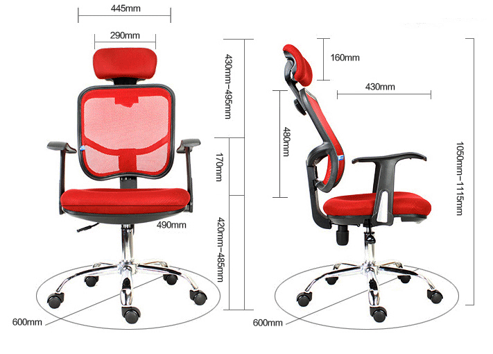 Deluxe Ergonomic High Back Office Chair Red