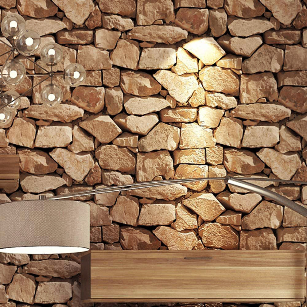 Realistic 3D Stone Wall Wallpaper Mural for Home and Office Decor