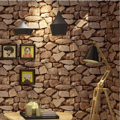 Realistic 3D Stone Wall Wallpaper Mural for Home and Office Decor