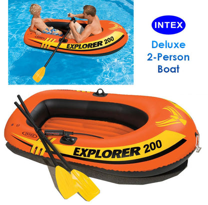 Intex Two Person Inflatable Boat Set with Oars and Pump for Water Adventures