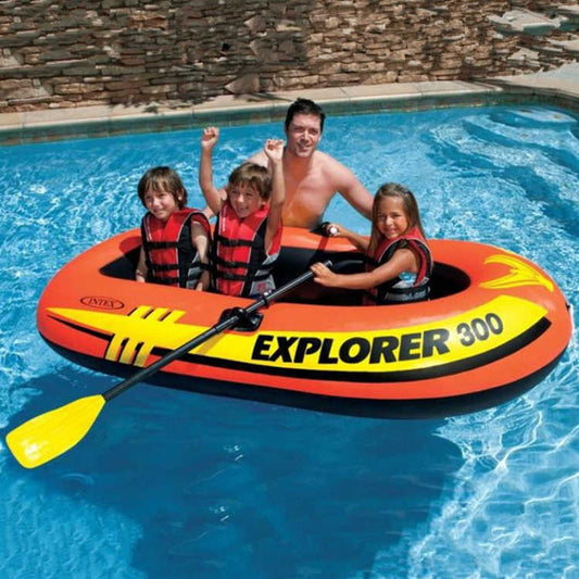 Intex Two Person Inflatable Boat Set with Oars and Pump for Water Adventures