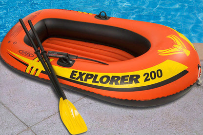 Intex Two Person Inflatable Boat Set with Oars and Pump for Water Adventures