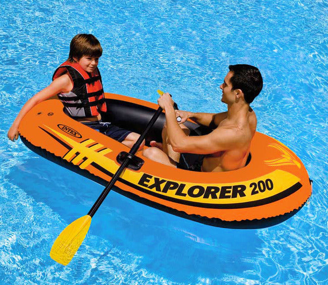 Intex Two Person Inflatable Boat Set with Oars and Pump for Water Adventures