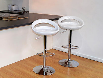 Set of 2 High Gloss Designer Bar Stools Modern White