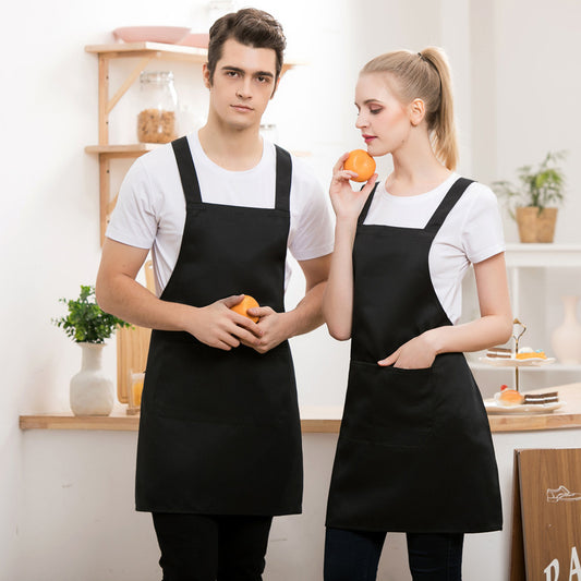 Chef Unisex Kitchen Cooking Catering Bib Apron with Pockets Black