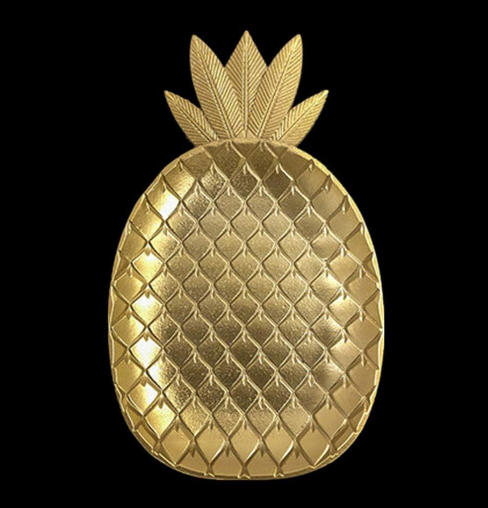 Elegant Golden Pineapple Decorative Fruit Tray for Snacks and Food