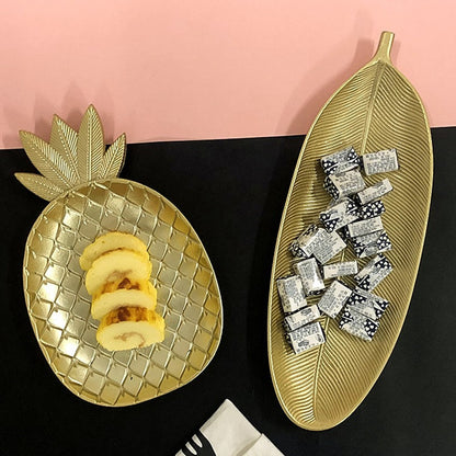 Elegant Golden Pineapple Decorative Fruit Tray for Snacks and Food