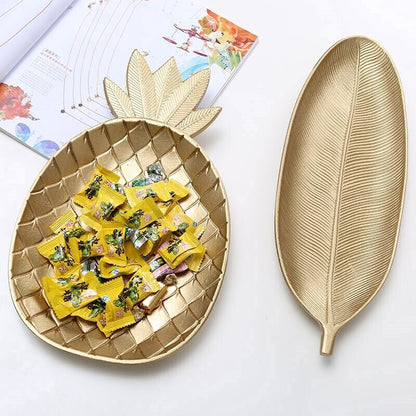 Elegant Golden Pineapple Decorative Fruit Tray for Snacks and Food