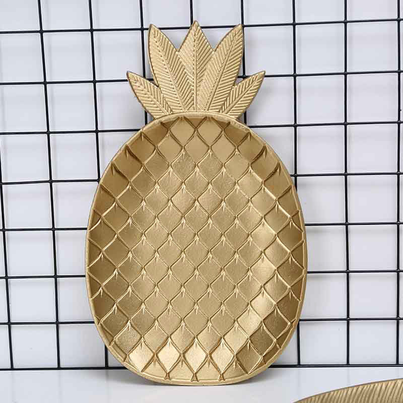 Elegant Golden Pineapple Decorative Fruit Tray for Snacks and Food