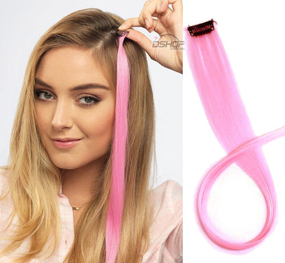 Vibrant Clip In Hair Extension Highlight Candy Pink