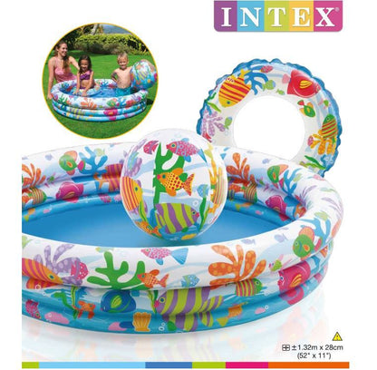 Intex Swimming Pool Set with Beach Ball and Swim Ring Fun Play Set