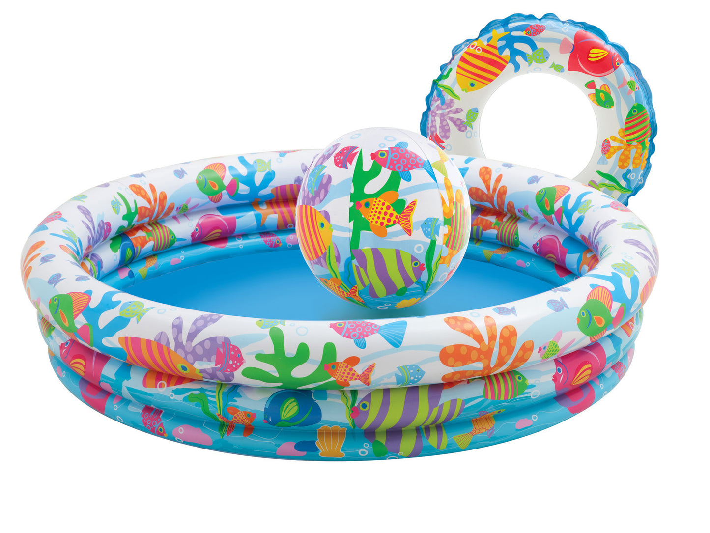 Intex Swimming Pool Set with Beach Ball and Swim Ring Fun Play Set