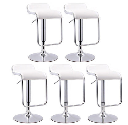 Set of 5 Luxury Faux Leather Chrome Bar Stools White