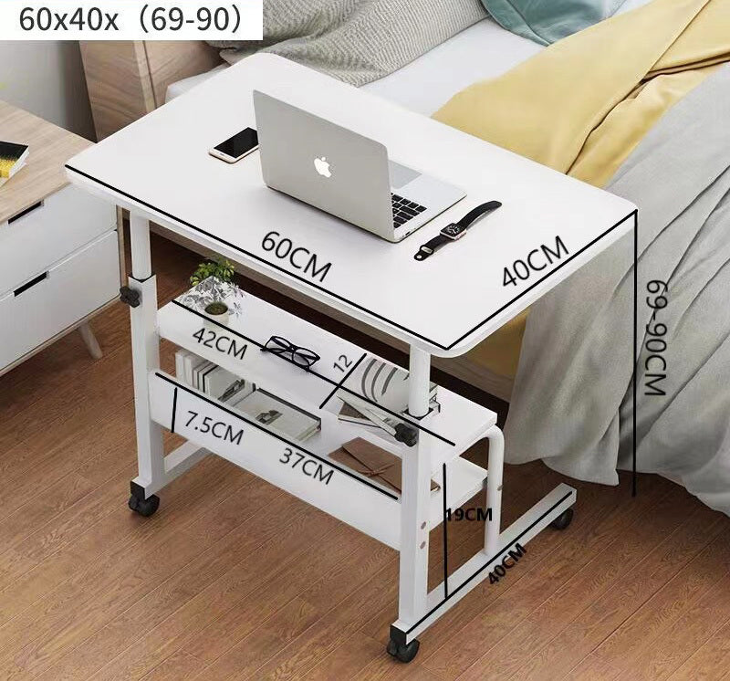 Versatile Sofa Bed Side Table with Shelves and Wheels for Home Office