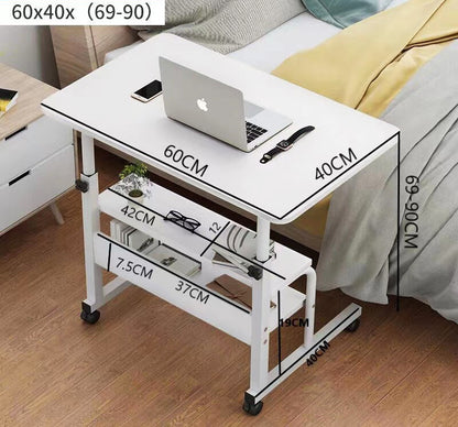 Versatile Sofa Bed Side Table with Shelves and Wheels for Home Office