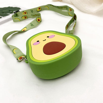 Cute Avocado Silicone Crossbody Bag for Girls