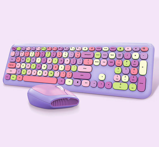 Wireless Mechanical Keyboard and Mouse Combo Set for Gaming Purple