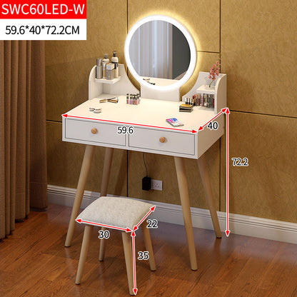 Princess Vanity Table with LED Mirror Stool and Storage Drawers Set