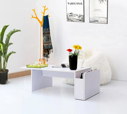 Stylish Coffee Table with Magazine Holder White