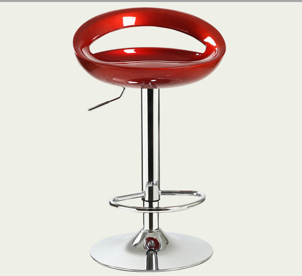 Set of 2 High Gloss Designer Bar Stools Modern Deep Red