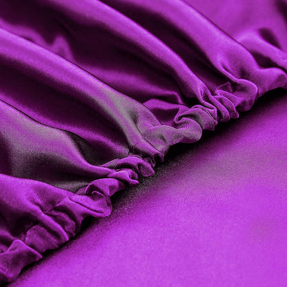 Queen Silky Satin Bed Sheets Set Soft and Smooth Purple