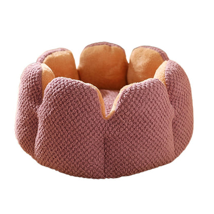 50cm Cactus Flower Petal Shaped Pet Bed Comfy Cat Dog Nest Purple