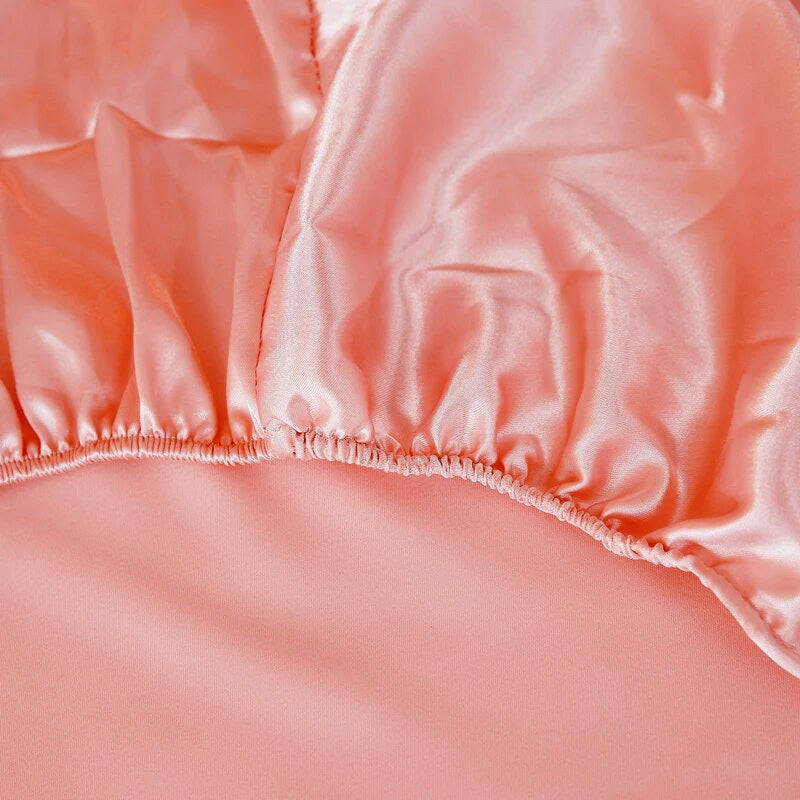 Queen Silky Satin Bed Sheet Set Luxurious Soft Bedding Rose Gold