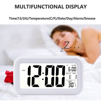 Automatic Digital Sensor Alarm Clock with Snooze Function White