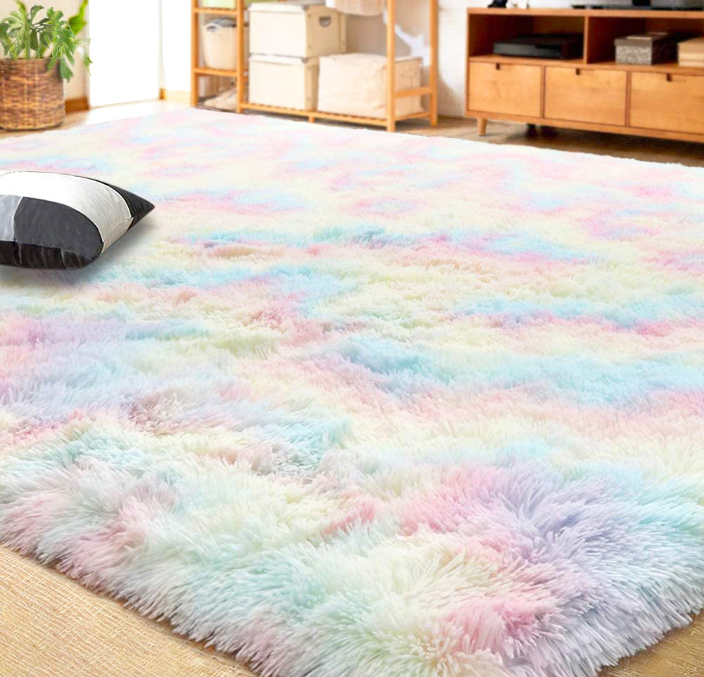 4m Extra Large 400 x 200 Soft Comfortable Shag Rug Rainbow