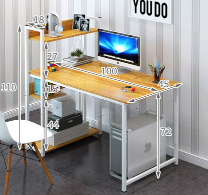 Modern Workstation Computer Desk with Storage Shelves White