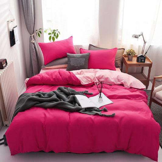 Single Size 4 Piece Quilt Cover Bedding Set Hot Pink