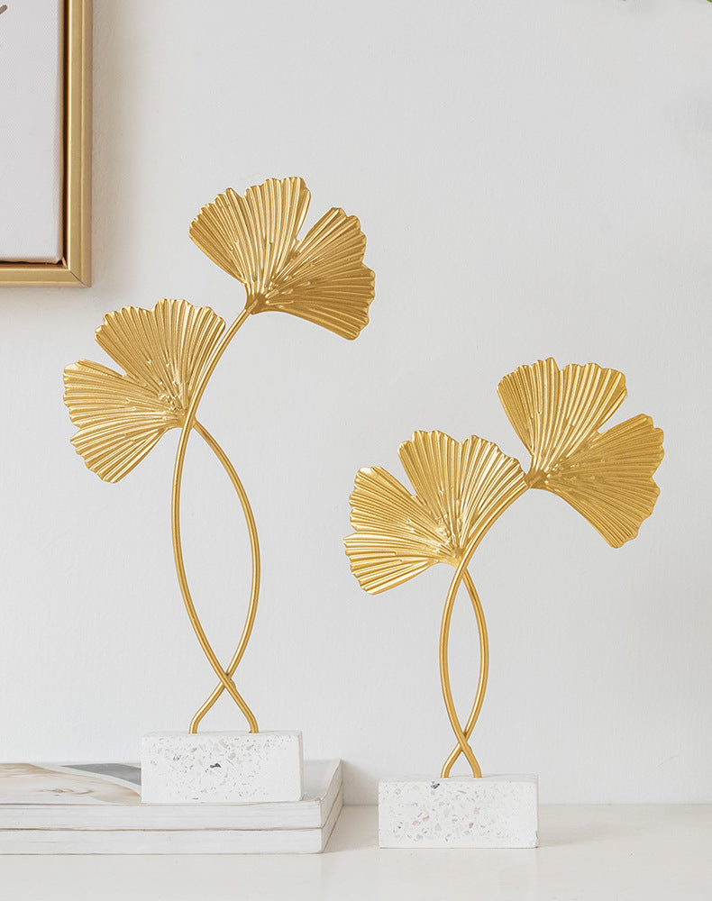 Elegant Ginkgo Leaves Sculpture Home Office Decor