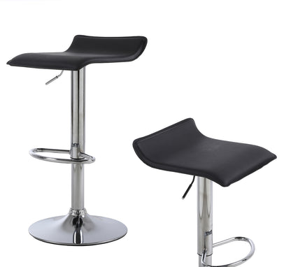 Set of 2 Modern PU Leather Kitchen Bar Stools Black