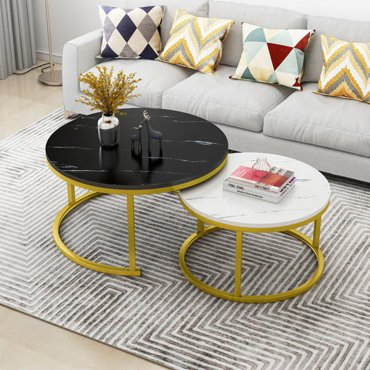 Luxor 2-in-1 Designer Marble Look Nested Coffee Tables