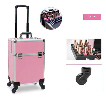 Professional Beauty Makeup Travel Organizer Suitcase for Cosmetics Pink