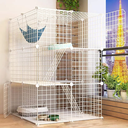 Large Pet Home Cat Cage Metal Wire Kennel Playpen Exercise Crate White