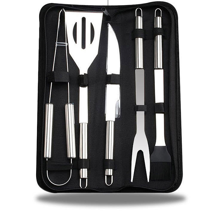 6PC Stainless Steel BBQ Utensil Set with Carrying Bag for Outdoor Grilling