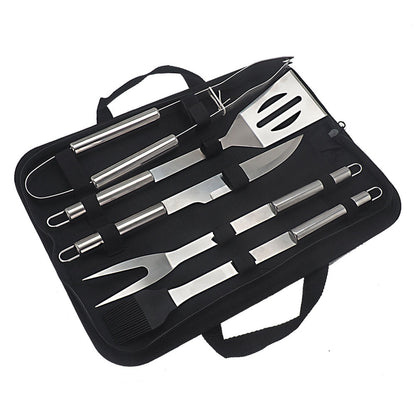 6PC Stainless Steel BBQ Utensil Set with Carrying Bag for Outdoor Grilling