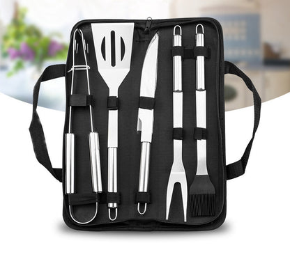 6PC Stainless Steel BBQ Utensil Set with Carrying Bag for Outdoor Grilling