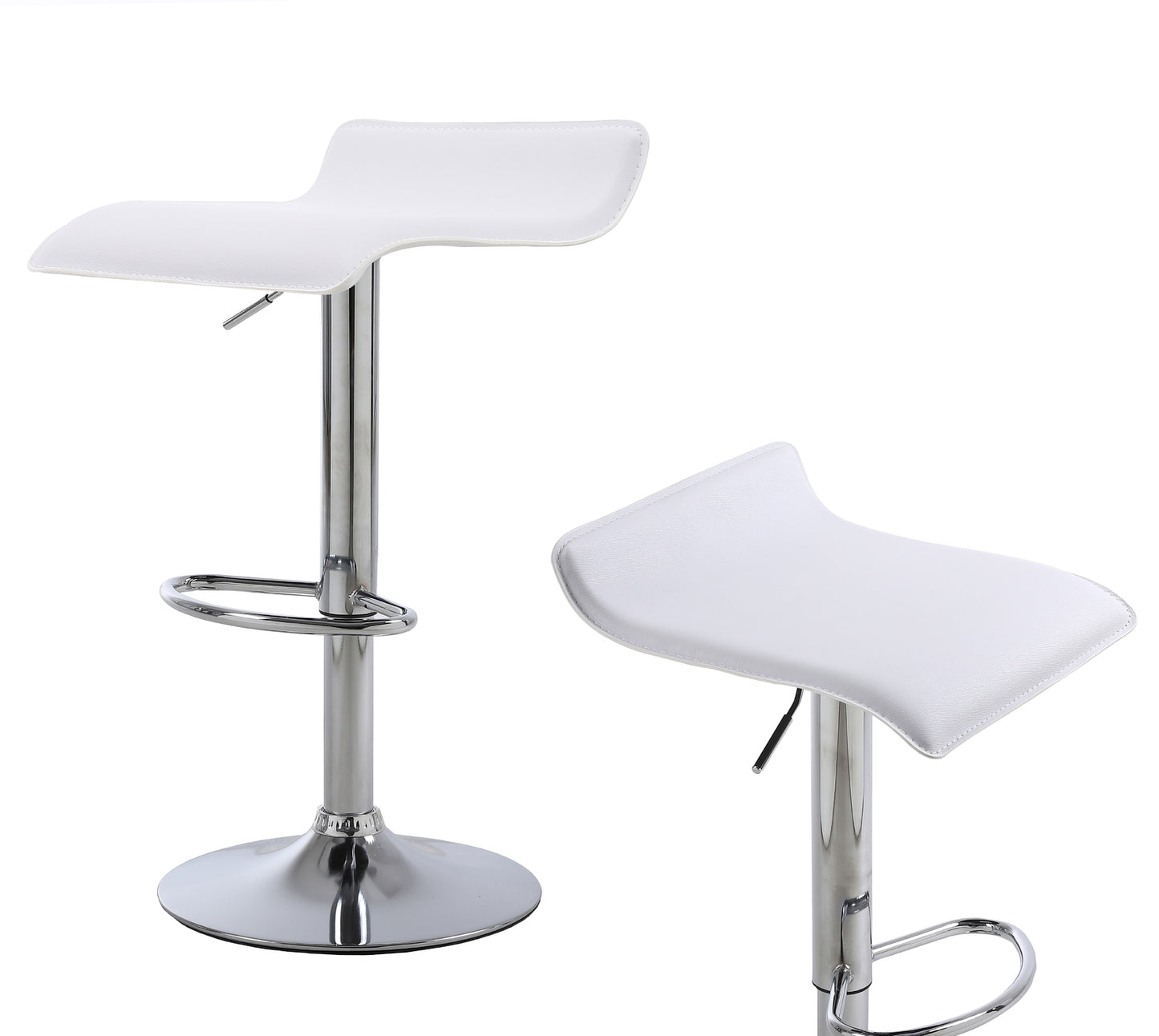 Set of 2 Modern PU Leather Kitchen Bar Stools White