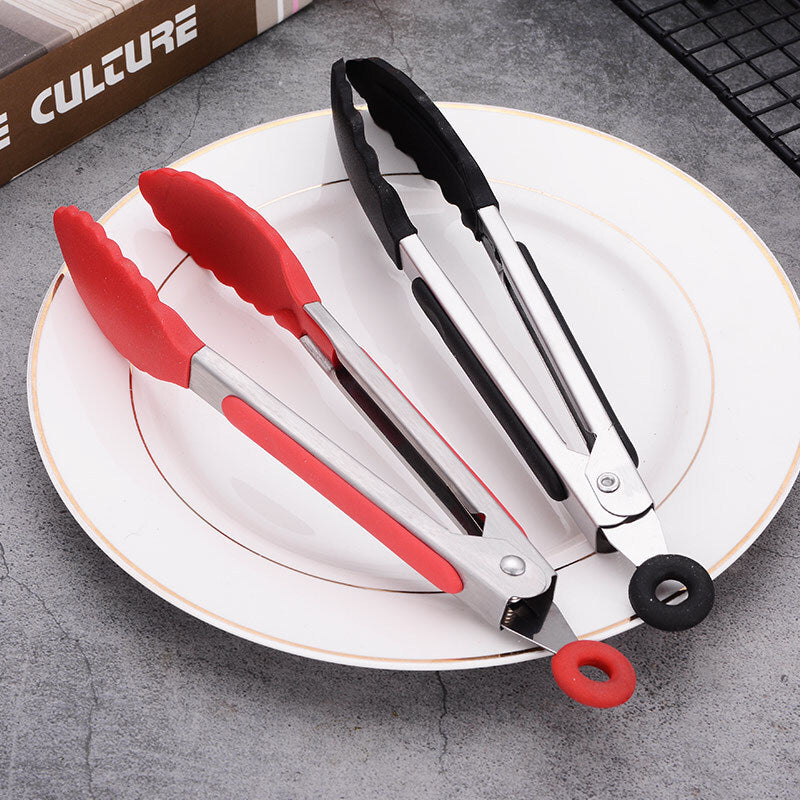 27cm Stainless Steel Silicone Tongs Red for Cooking and Grilling