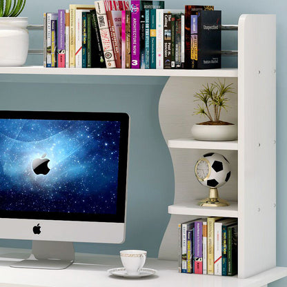Stylish Computer Desk Home Office Workstation with Shelf and Cabinet White
