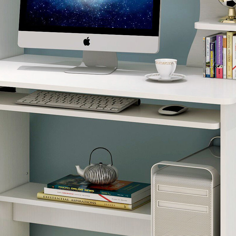 Stylish Computer Desk Home Office Workstation with Shelf and Cabinet White